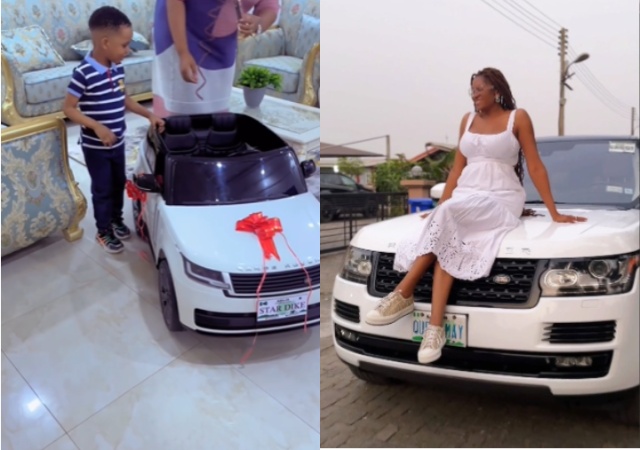 Yul Edochie and Judy Surprise Their Son, Star Dike, with a Toy Range Rover