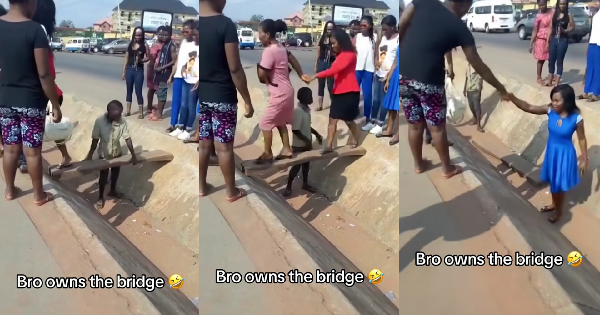 Drama as boy demands money from folks crossing his ‘bridge’